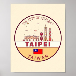 Affiche Emblème de Taïpei Taïwan City Skyline
