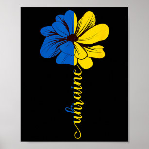Affiche Emblème de tournesol d'Ukraine Vintage Soutien ukr