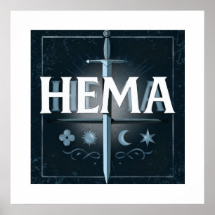Affiche Emblème d'épée médiévale HEMA – Style Graffiti Ble