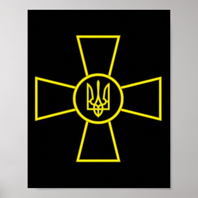 Affiche Emblème des forces armées ukrainiennes Drapeau de  (Devant)