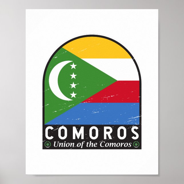 Affiche Emblème Drapeau Comores Vintage (Devant)