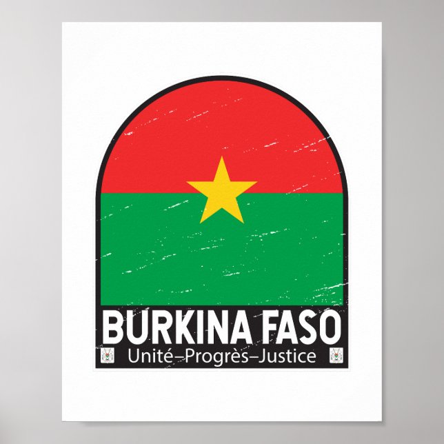 Affiche Emblème du drapeau burkinabé Vintage (Devant)