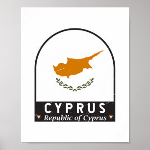 Affiche Emblème du drapeau de Chypre Vintage
