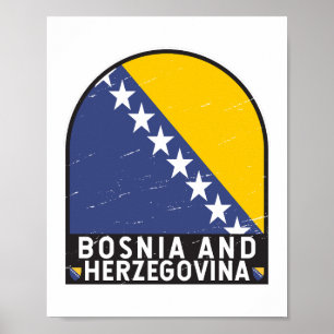 Affiche Emblème du pavillon de la Bosnie-Herzégovine en dé