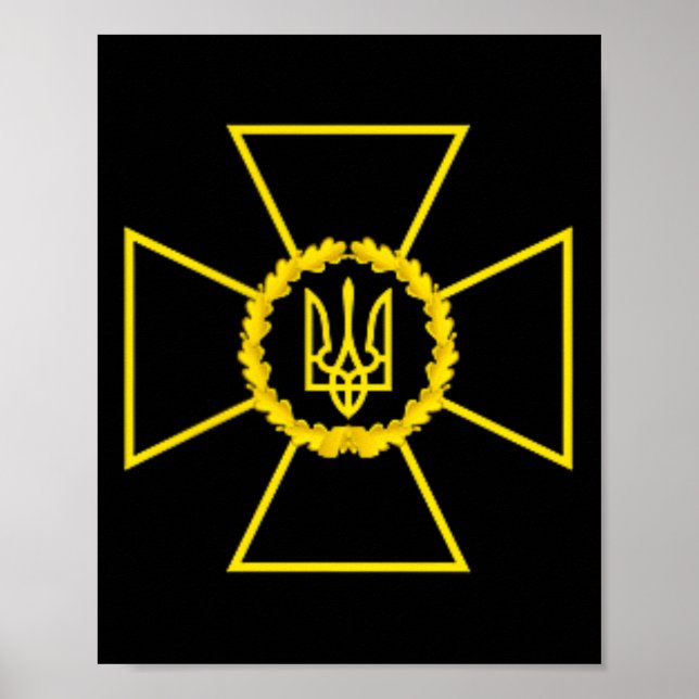 Affiche Emblème du Service de sécurité d'Ukraine Drapeau S (Devant)