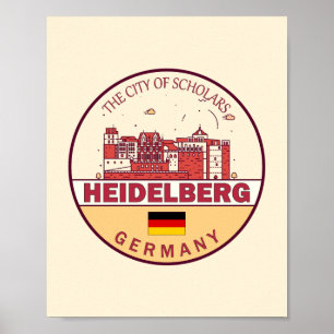 Affiche Emblème Heidelberg Allemagne City Skyline