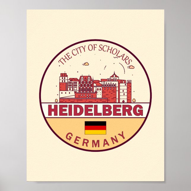 Affiche Emblème Heidelberg Allemagne City Skyline (Devant)