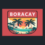 Affiche Emblème rétro de Boracay Philippines<br><div class="desc">Conception de l'art vectoriel Boracay. Boracay est une petite île du centre des Philippines. Elle est connue pour ses stations balnéaires et ses plages.</div>