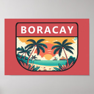 Affiche Emblème rétro de Boracay Philippines