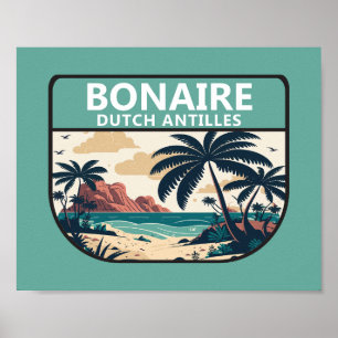 Affiche Emblème rétro des Antilles néerlandaises Bonaire