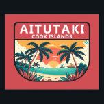 Affiche Emblème rétro des îles Cook Aitutaki<br><div class="desc">Design vectoriel Aitutaki. Aitutaki est l'une des îles Cook,  qui sont dans le Pacifique Sud. Il se compose d'une île principale,  d'un lagon turquoise et d'une barrière de corail environnante.</div>