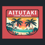 Affiche Emblème rétro des îles Cook Aitutaki<br><div class="desc">Design vectoriel Aitutaki. Aitutaki est l'une des îles Cook,  qui sont dans le Pacifique Sud. Il se compose d'une île principale,  d'un lagon turquoise et d'une barrière de corail environnante.</div>