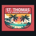 Affiche Emblème rétro des îles Vierges américaines St Thom<br><div class="desc">Art vectoriel de St Thomas. Elle est réputée pour ses plages et ses spots de snorkeling.</div>