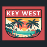 Affiche Emblème rétro Key West Florida<br><div class="desc">Design d'art vectoriel clé Ouest. Key West, une ville insulaire américaine, fait partie de l'archipel Florida Keys.</div>