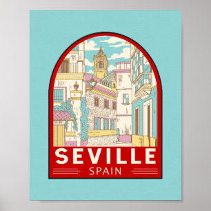 Affiche Emblème rétro voyage Séville Espagne