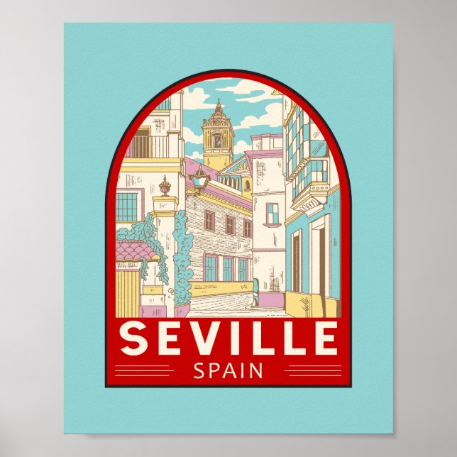 Affiche Emblème rétro voyage Séville Espagne (Devant)