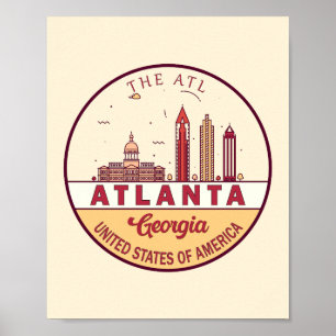 Affiche Emblème Skyline Atlanta Georgia City