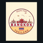 Affiche Emblème Skyline de Bangkok Thaïlande<br><div class="desc">Design minimaliste et coloré de Bangkok,  avec monuments et monuments de la ville en Thaïlande.</div>