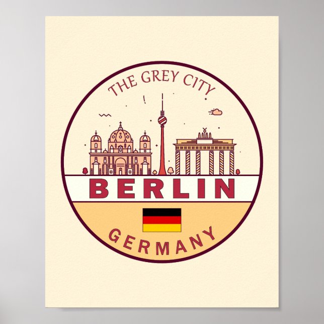 Affiche Emblème Skyline de Berlin Allemagne (Devant)