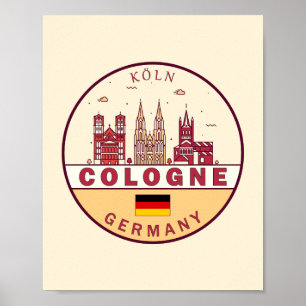 Affiche Emblème Skyline de Cologne Allemagne