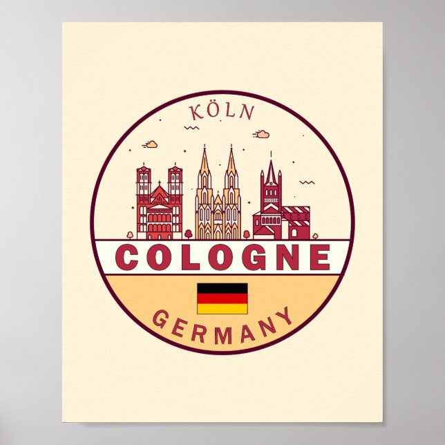 Affiche Emblème Skyline de Cologne Allemagne (Devant)