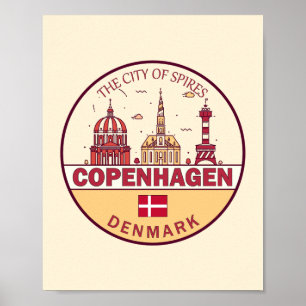 Affiche Emblème Skyline de Copenhague Danemark City