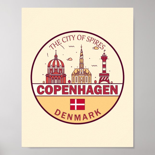 Affiche Emblème Skyline de Copenhague Danemark City (Devant)