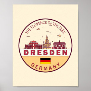 Affiche Emblème Skyline de Dresden Allemagne