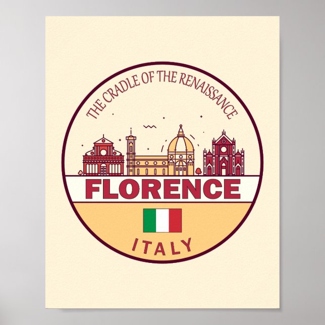 Affiche Emblème Skyline de Florence Italie (Devant)