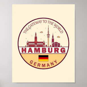 Affiche Emblème Skyline de Hambourg Allemagne