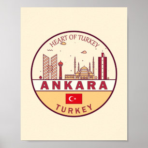 Affiche Emblème Skyline de la ville d'Ankara Turquie
