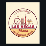 Affiche Emblème Skyline de Las Vegas Nevada City<br><div class="desc">Art minimaliste et coloré de Las Vegas avec monuments et monuments de la ville dans le Nevada.</div>