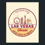 Affiche Emblème Skyline de Las Vegas Nevada City<br><div class="desc">Art minimaliste et coloré de Las Vegas avec monuments et monuments de la ville dans le Nevada.</div>
