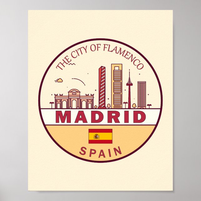 Affiche Emblème Skyline de Madrid Espagne (Devant)