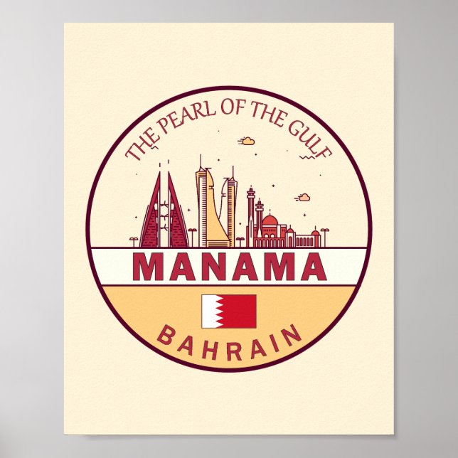 Affiche Emblème Skyline de Manama à Bahreïn (Devant)