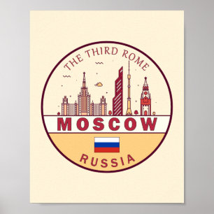 Affiche Emblème Skyline de Moscou Russie
