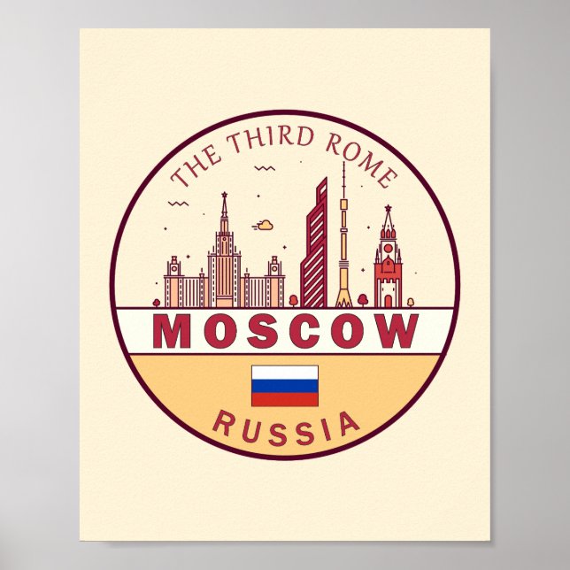 Affiche Emblème Skyline de Moscou Russie (Devant)