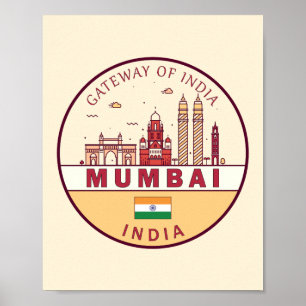 Affiche Emblème Skyline de Mumbai India