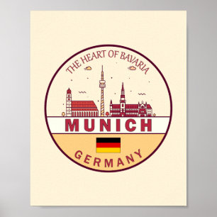 Affiche Emblème Skyline de Munich Allemagne