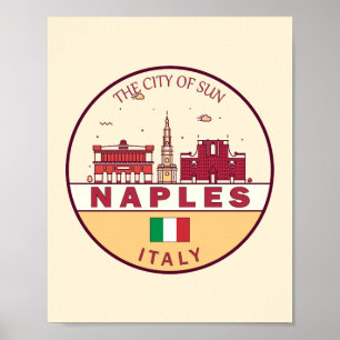 Affiche Emblème Skyline de Naples Italie