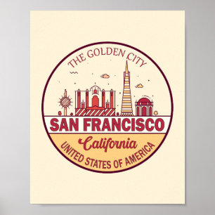 Affiche Emblème Skyline de San Francisco California City