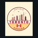 Affiche Emblème Skyline de Toronto Canada<br><div class="desc">Design minimaliste et coloré de Toronto,  avec monuments et monuments de la ville au Canada.</div>