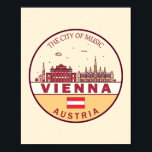 Affiche Emblème Skyline de Vienne Autriche<br><div class="desc">Design d'art minimaliste et coloré de Vienne,  avec monuments et monuments de la ville en Autriche.</div>