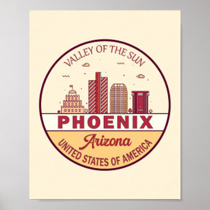 Affiche Emblème Skyline Ville Phoenix Arizona