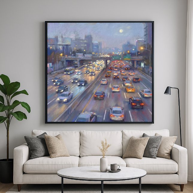 Affiche Embouteillage Nocturne - Paysage Urbain de Style P (Créateur téléchargé)