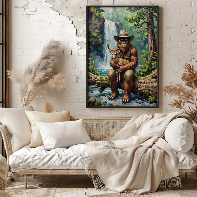 Affiche Embrace sauvage : Sasquatch et le jeune cerf (Créateur téléchargé)