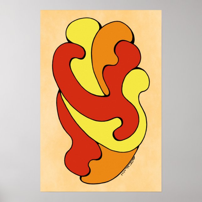 Affiche Embracer les courbes (Jaune, Rouge, Orange) (Devant)