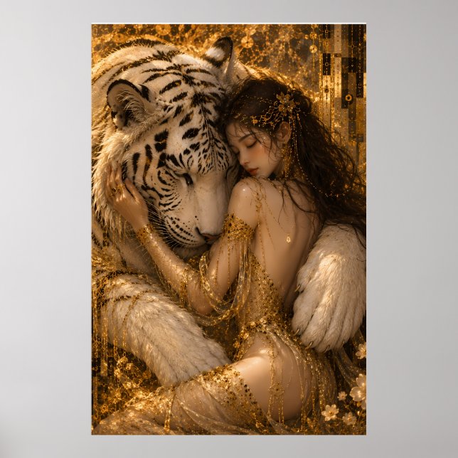 Affiche Embrassade Fantastique du Tigre Blanc Doré (Devant)