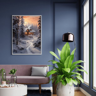 Affiche Embrasse hivernale : Maison enveloppée dans la gla