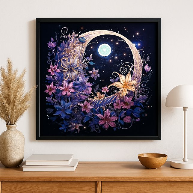 Affiche Embrasse Lunaire Florale (Créateur téléchargé)